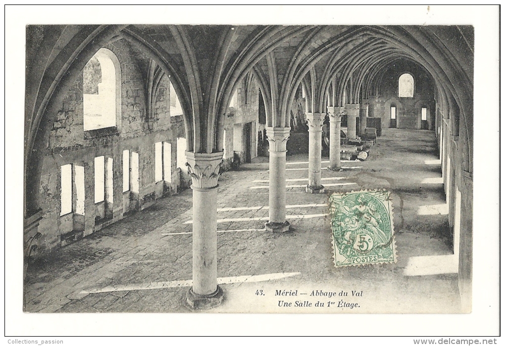 Cp, 95, Mériel, Abbaye Du Val, Une Salle Du 1er étage, Voyagée 1907 - Meriel