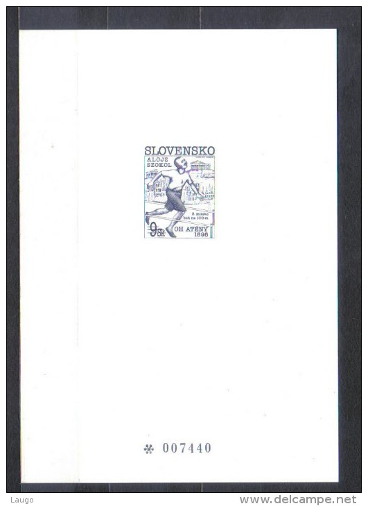 Slovakia Blackprint 100 Years Of Olympic Games , Runner Szokol 1996 - Lettres & Documents