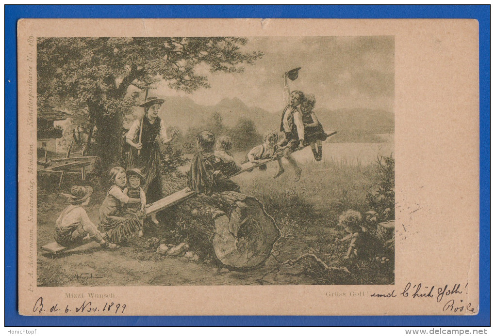 Malerei; Mizi Mizzi Wunsch; Grüss Gott; Künstlerpostkarte Nr 489; 1899 - Sonstige & Ohne Zuordnung