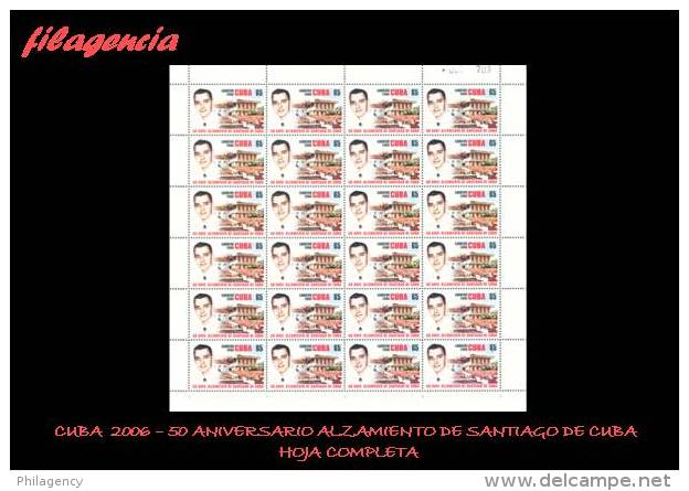 CUBA. PLIEGOS. 2006-32 50 ANIVERSARIO DEL LEVANTAMIENTO DE SANTIAGO DE CUBA - Hojas Y Bloques