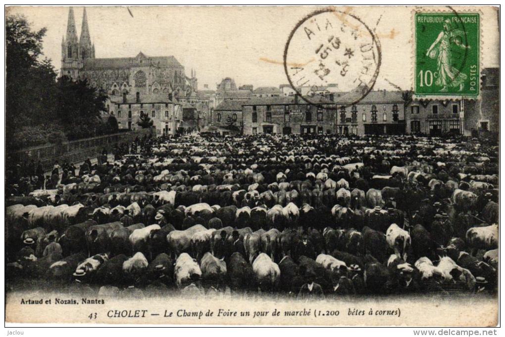CHOLET ,CHAMP DE FOIRE UN JOUR DE MARCHE (1200 BETES A CORNES) REF 38450 - Fiere