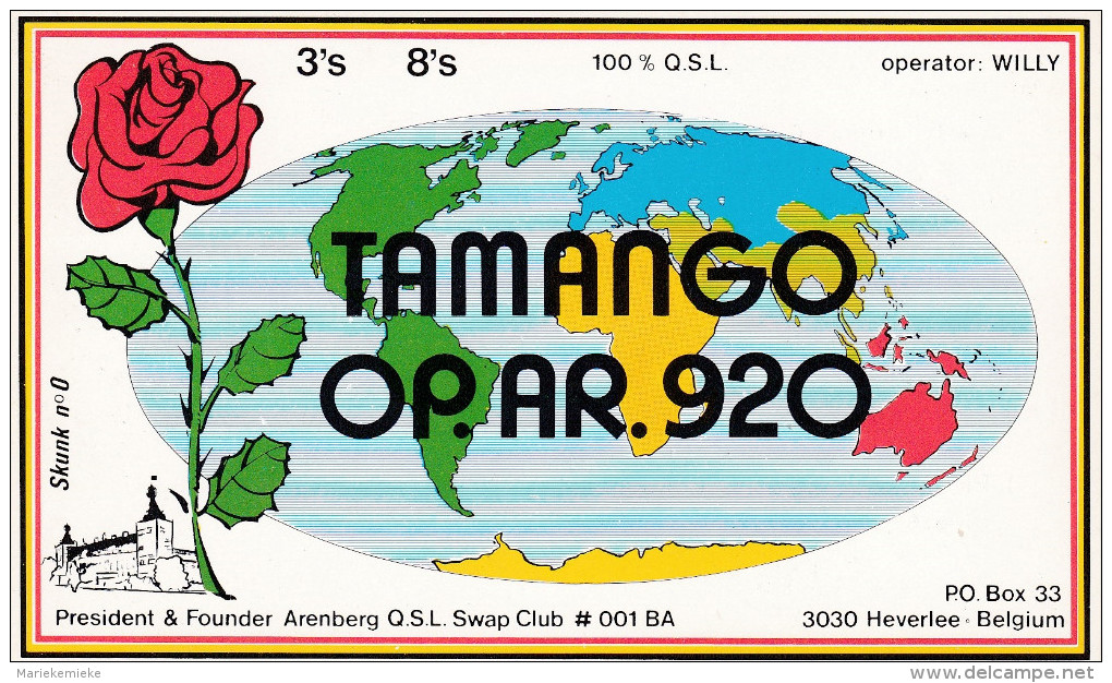 QSL COLLECTOR CARD SKUNK  # 0 " TAMANGO " HEVERLEE - BELGIUM - Autres & Non Classés