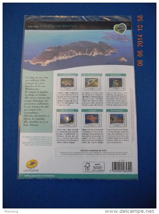 Collector 2013 Entre Ciel Et Terre ... LES ILES MEDITERRANEENNES - Feuillet De 6 Timbres Autocollants Lettre Verte 20g - Collectors