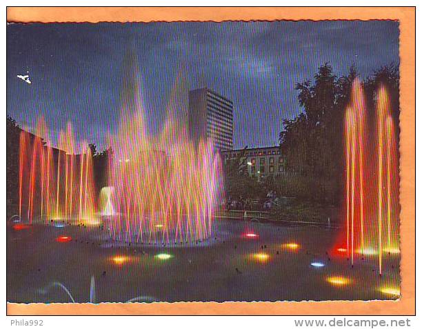 Germany 1969 Y Traveled Postcard Karlsruhe Fountains At Night - Karlsruhe
