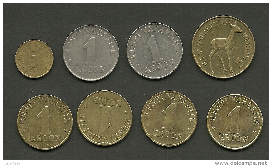 ESTLAND Estonia Estonie Lot Coins 1992 - 2006 . 1 Kroon Coins Are All Different Years !!! - Estonia