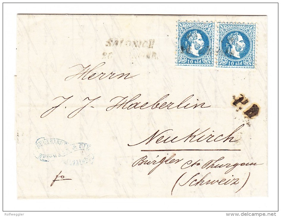 Österreich -  1875 - Brief Von Saloniki Nach Neukrich TG CH - Transit Stempel Triest - Mit Inhalt - Briefe U. Dokumente