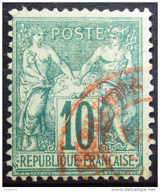 FRANCE           N° 65           OBLITERATION ROUGE - 1876-1878 Sage (Type I)