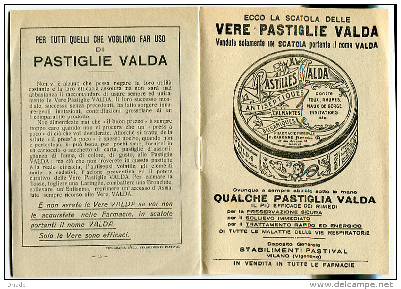 LIBRETTO PUBBLICITà PASTIGLIE VALDA ILLUSTRATORE G. GRELLET ANNO 1926 - Publicités