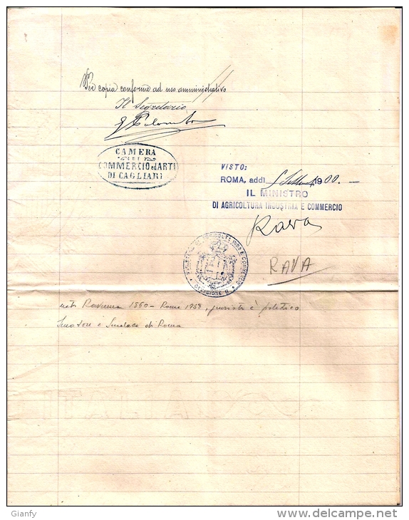 AUTOGRAFO MINISTRO AGRICOLTURA LUIGI RAVA DA RAVENNA 1900 - Other & Unclassified