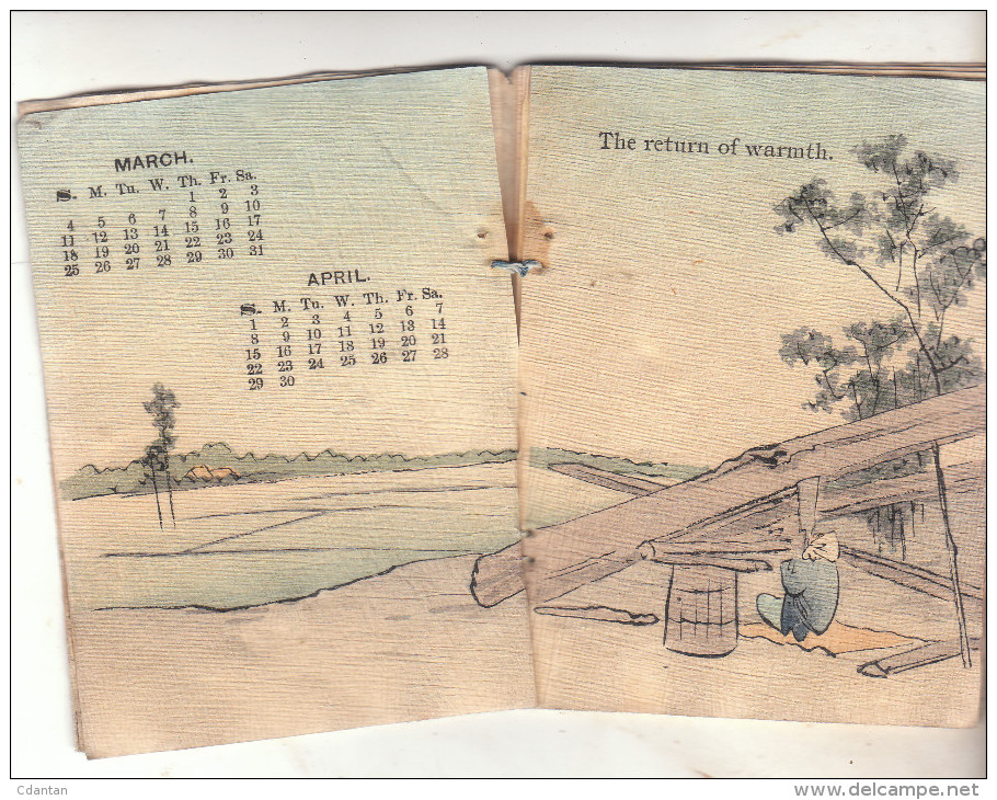 CALENDRIER JAPONAIS  1906 - Sur Papier De Riz ( Langue Anglaise ) Imprimé à Tokio. - Petit Format : 1901-20