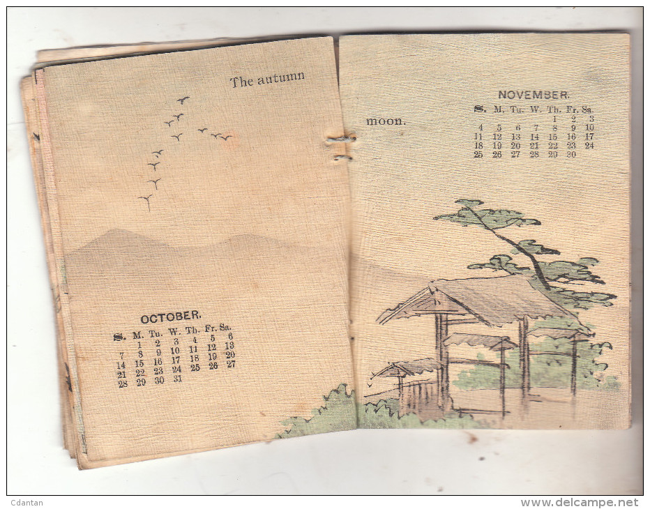 CALENDRIER JAPONAIS  1906 - sur papier de riz ( Langue Anglaise ) Imprimé à Tokio.