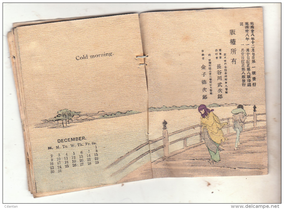 CALENDRIER JAPONAIS  1906 - sur papier de riz ( Langue Anglaise ) Imprimé à Tokio.