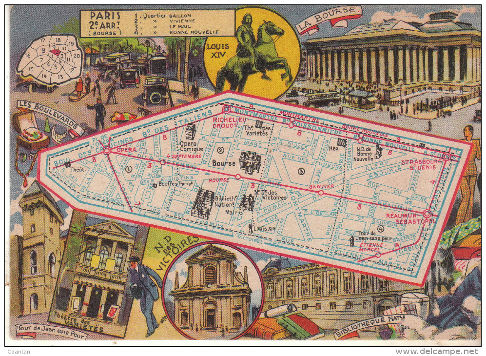 LES ARRONDISSEMENTS DE PARIS ILLUSTRES - Carte Geographique Du 2eme Arrondissement. - Arrondissement: 02