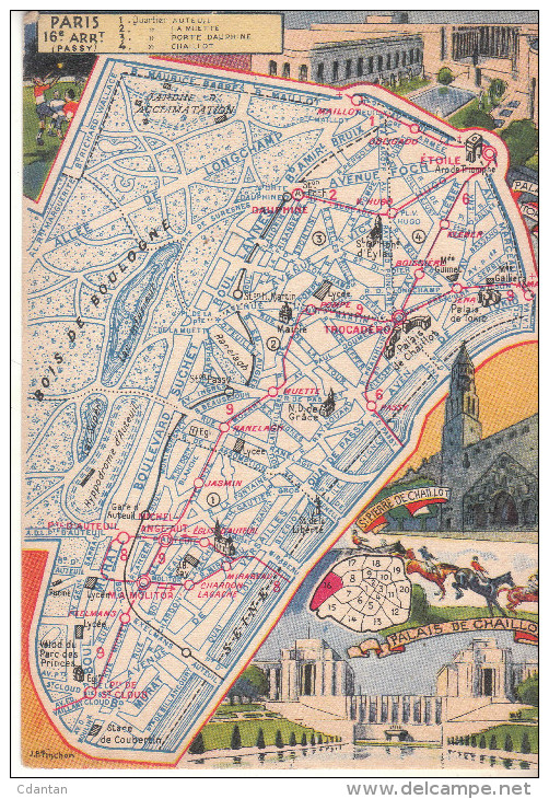 LES ARRONDISSEMENTS DE PARIS ILLUSTRES - Carte Geographique Du 20eme Arrondissement. - Arrondissement: 16