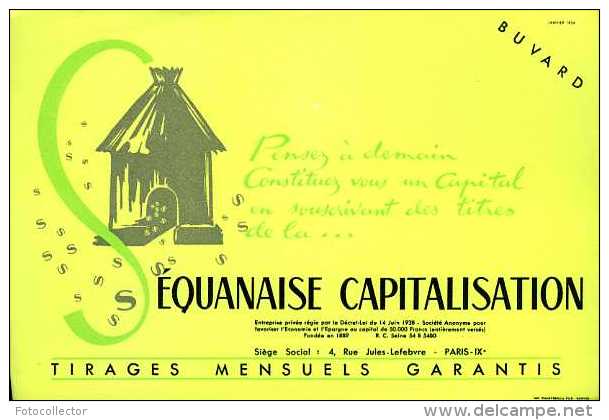 Buvard Assurance La Séquanaise Capitalisation - Bank En Verzekering