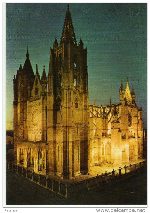 1804    Postal   Catedral De Leon  Nocturna - León