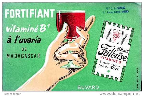 Buvard Vin De Frileuse Vitaminé B1 - Produits Pharmaceutiques