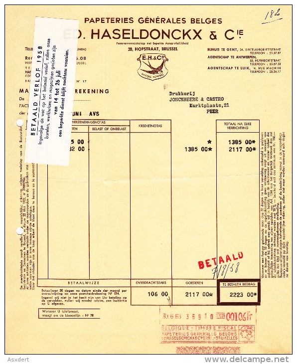 Papeteries Générales Belges - Ed. Haseldonckx & Cie. > Peer - 1950 - ...