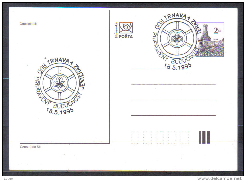 Slovakia Postal Card Special Cancellation Scouting Trnava 1995 - Brieven En Documenten