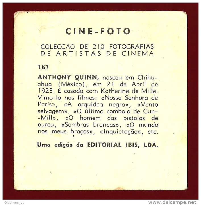 CINE-FOTO - MOVIE ARTISTS - ANTHONY QUINN - 1950 OLD PRINT - Collections