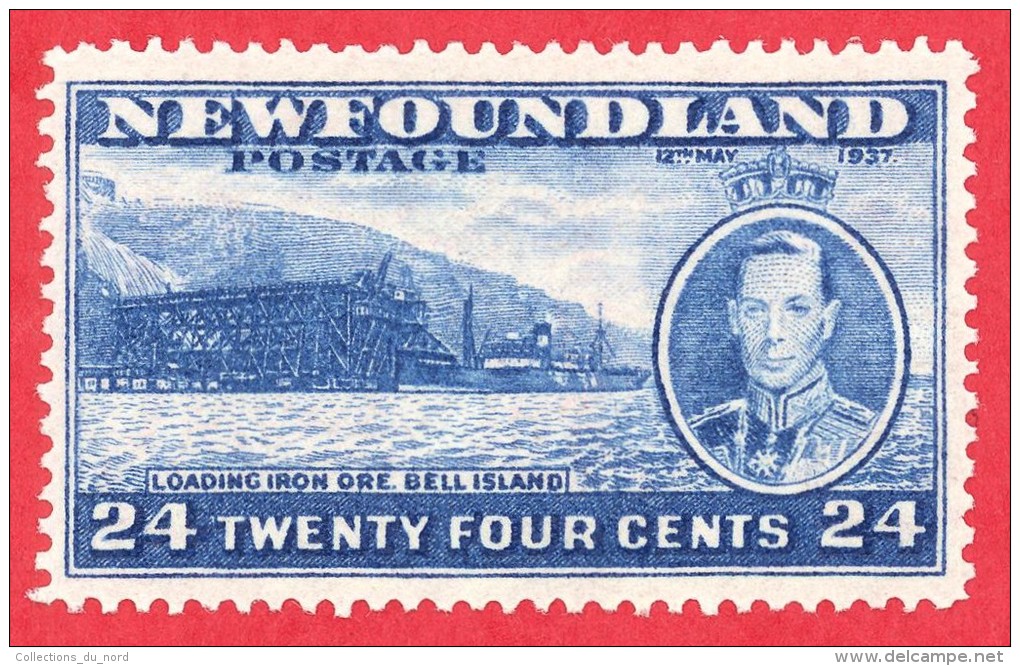 Newfoundland #  241 - 24 Cents - Mint - Dated  1937 - Loading Ore, Bell Island /  Chargement De Charbon, île Bell - 1908-1947