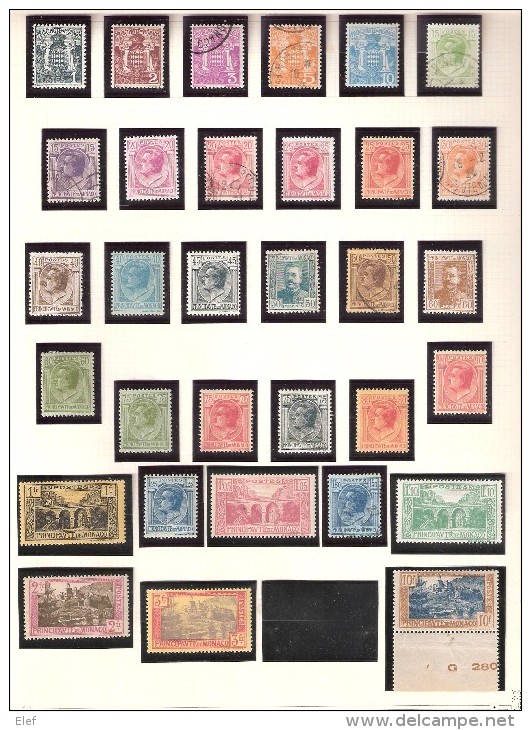 MONACO, 1923-1933,Série * / O , Armoiries Prince Louis II / Vue , Yvert N° 73/ 103 Sauf 102 Sur Page Album,TB,cote 100 E - Collections, Lots & Séries