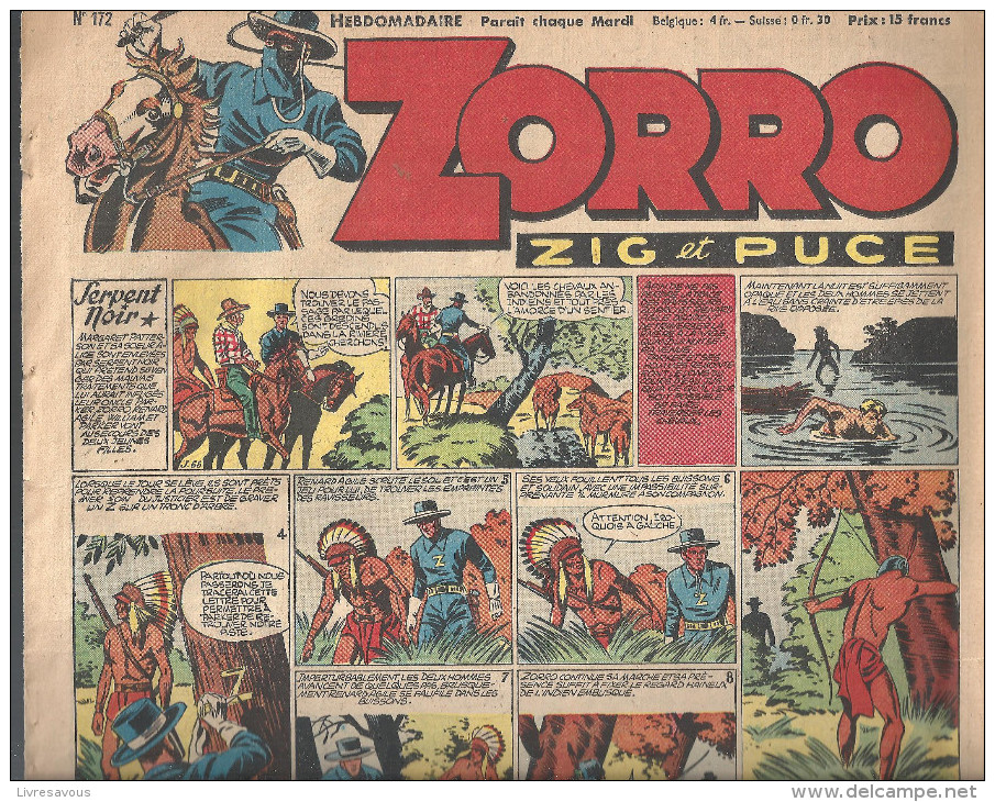 Zorro Zig Et Puce Hebdomadaire N°172 3ème Trimestre 1949 Serpent Noir - Zorro