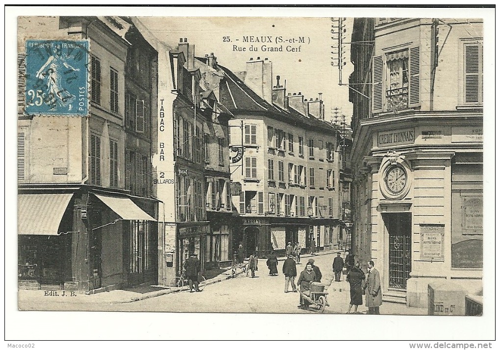 MEAUX Dpt77 Rue Du Grand Cerf De 1921 N°25 Animée Commerces Bar Tabac JB25 - Meaux