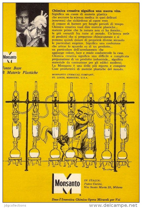 # 7/15 MONSANTO ST.LOUIS 1960s ITALY Advert Publicitè Reklame Chemistry Chemicals Plastic GMO Chemie Chimie Quimica OGM - Other & Unclassified