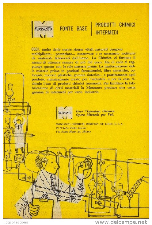 # 8/15 MONSANTO ST.LOUIS 1960s ITALY Advert Publicitè Reklame Chemistry Chemicals Plastic GMO Chemie Chimie Quimica OGM - Andere & Zonder Classificatie