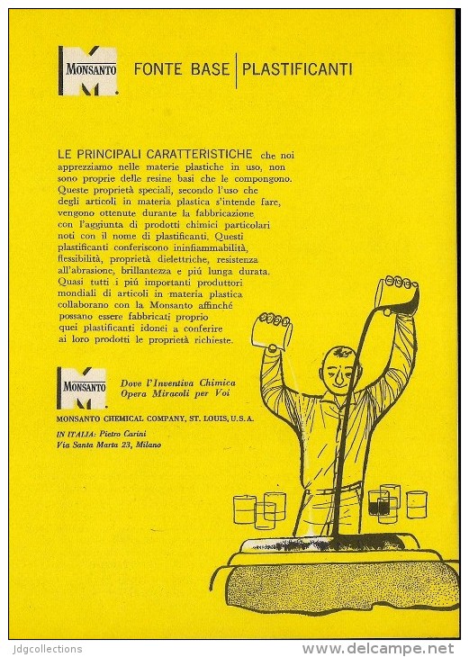 # 9/15 MONSANTO ST.LOUIS 1960s ITALY Advert Publicitè Reklame Chemistry Chemicals Plastic GMO Chemie Chimie Quimica OGM - Other & Unclassified