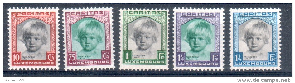 LUXEMBOURG LUSSEMBURGO 1931 SET PRINCESSE ALIX SERIE YT 234-238 MI 240-244  ** MNH - Nuevos