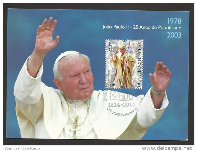 Portugal Madère Carte Maximum Pape Jean Paul II 2014 Madeira Pope John Paul II Maxicard - Cartes-maximum (CM)