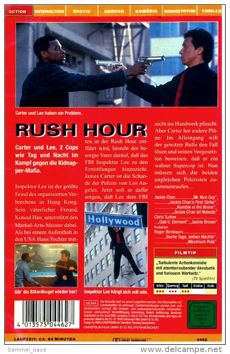 VHS Video  -  Rush Hour  -  Mit : Ken Leung, Jackie Chan, Tom Wilkinson, Tzi Ma  -  Von 1998 - Acción, Aventura