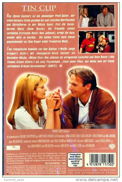 VHS Video  -  Tin Cup  -  Mit :  Ben Wright , Irina Gasanova , Rex Linn , Michael Milhoan , Kevin Costner  -  Von 2001 - Lovestorys