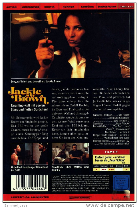 VHS Video  -  Jackie Brown  -  Mit :  Samuel L. Jackson, Robert De Niro, Pam Grier, Michael Keaton  -  Von 1998 - Crime