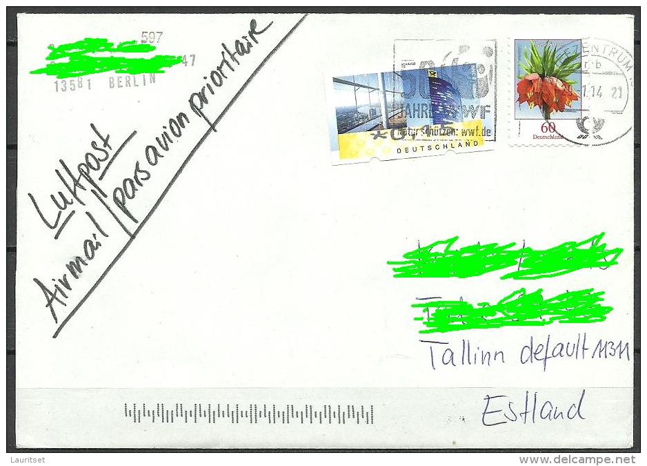 DEUTSCHLAND 2014 Brief Nach Estland Estonia Estonie W.W.F. Nebenstempel - Storia Postale