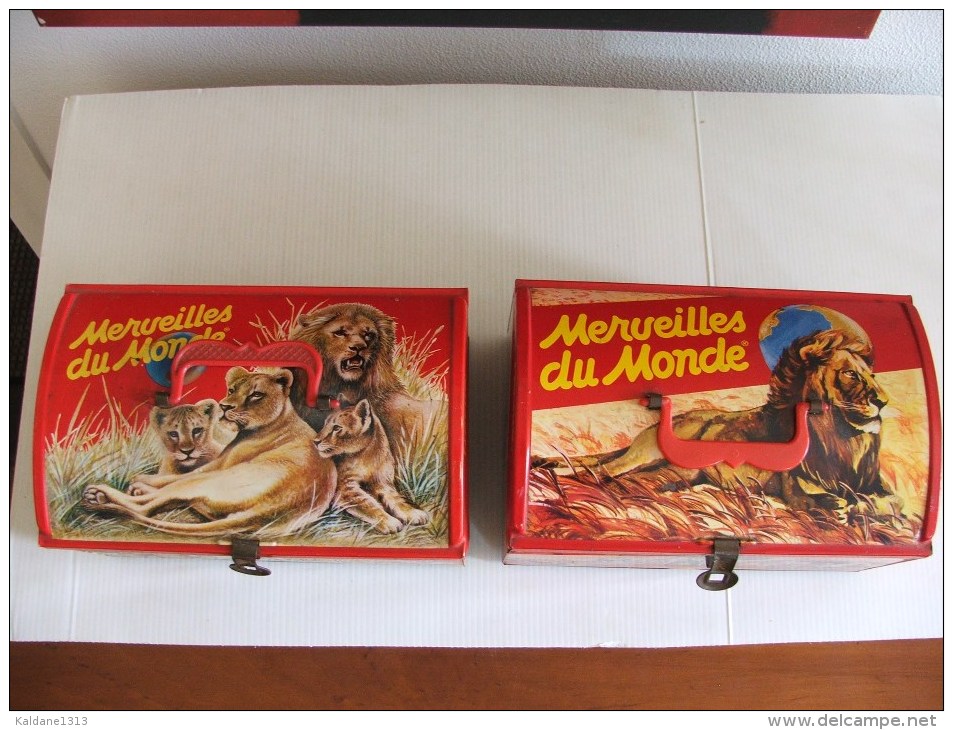 2 Boites En Fer Nestlé Merveilles Du Monde Animaux Lions C - Autres & Non Classés