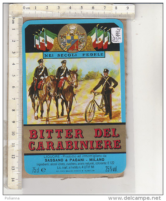 PO5442C# ETICHETTA LIQUORE - BITTER DEL CARABINIERE  SASSANO &amp; PAGANI-MILANO - MILITARI - Autres & Non Classés