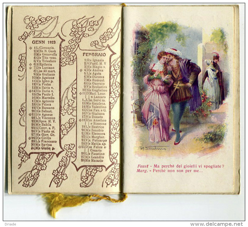 CALENDARIO FAUST OPERA LIRICA ANNO 1923 CARTOLERIA DANTE LUCCA - Kleinformat : 1921-40