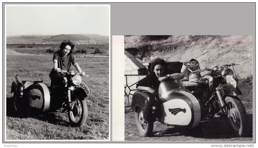 MOTO / MOTORCYCLE : MZ [ MOTORRADWERK ZSCHOPAU  ] - 2 PHOTOS / 2 PHOTOGRAPHS - SIZE : 9 X 12 CM ~ 1960 (q-103) - Motos