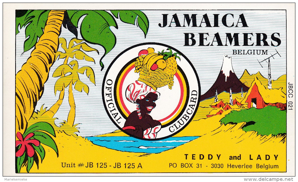 QSL COLLECTOR CARD JAMAICA BEAMERS QSL SWAP CLUB CLUBCARD JBCC # 21  " TEDDT & LADY " HEVERLEE - BELGIUM - Autres & Non Classés