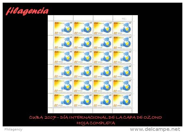 CUBA. PLIEGOS. 2007-27 DÍA MUNDIAL DE LA CAPA DE OZONO - Hojas Y Bloques