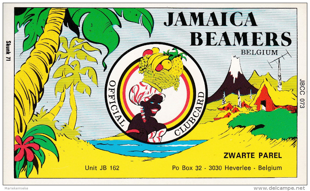 QSL COLLECTOR CARD JAMAICA BEAMERS QSL SWAP CLUB CLUBCARD JBCC # 73  " ZWARTE PAREL " HEVERLEE - BELGIUM - Autres & Non Classés