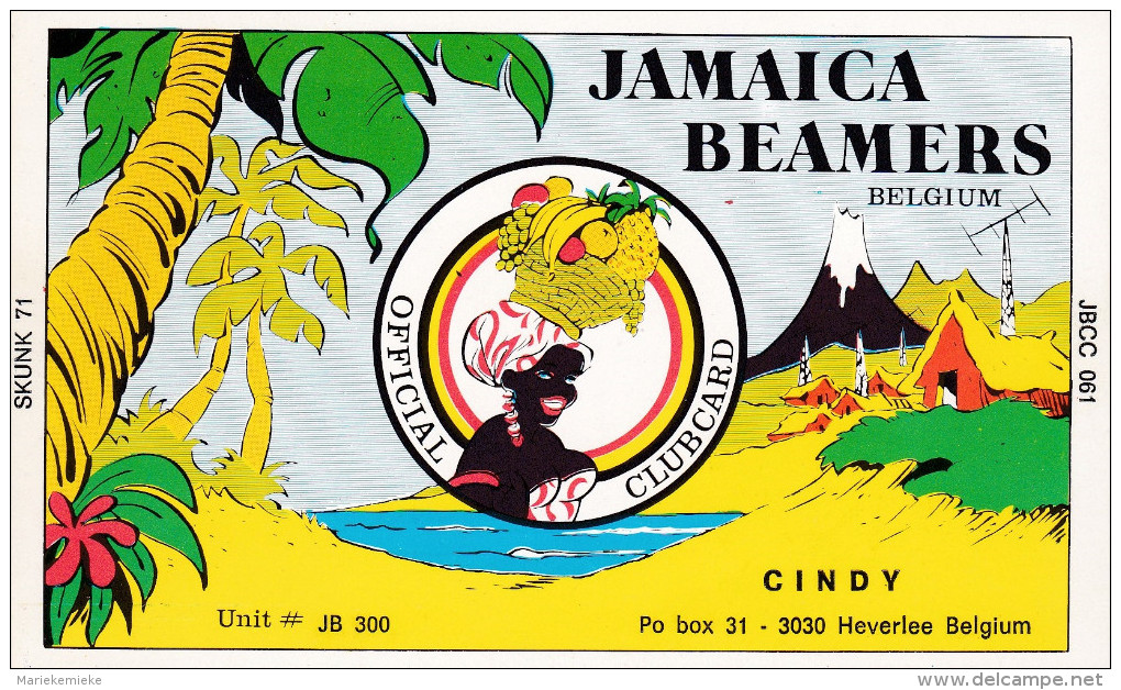 QSL COLLECTOR CARD JAMAICA BEAMERS QSL SWAP CLUB CLUBCARD JBCC # 61  " CINDY " HEVERLEE - BELGIUM - Autres & Non Classés