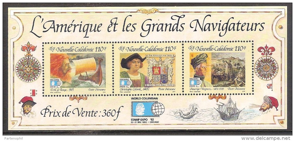 New Caledonia 1992 Columbus/Stamp Expo Miniature Sheet - Christophe Colomb