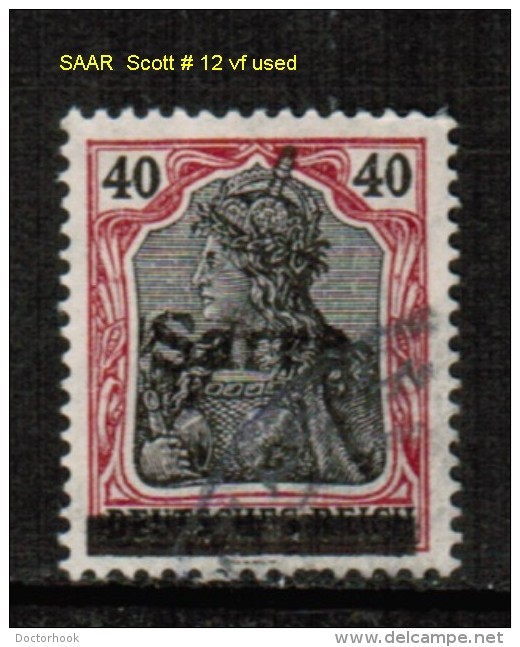 SAAR   Scott  # 12  VF USED - Oblitérés