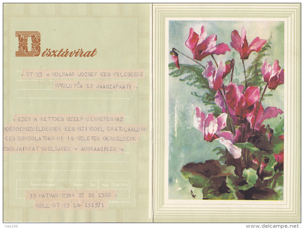 FLOWERS, ORCHIDS, ENVELOPED TELEGRAMME, SPECIAL ENVELOPE, CODE DT 23 - Telegraphenmarken