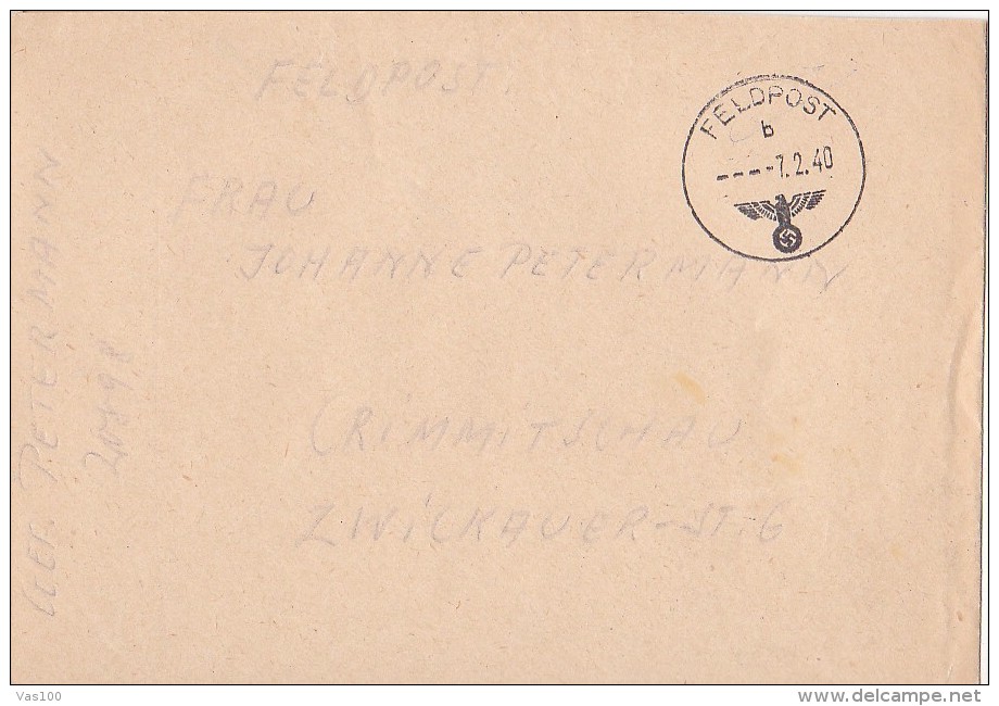 FELDPOST,  COVER, 1940, GERMANY - WW1