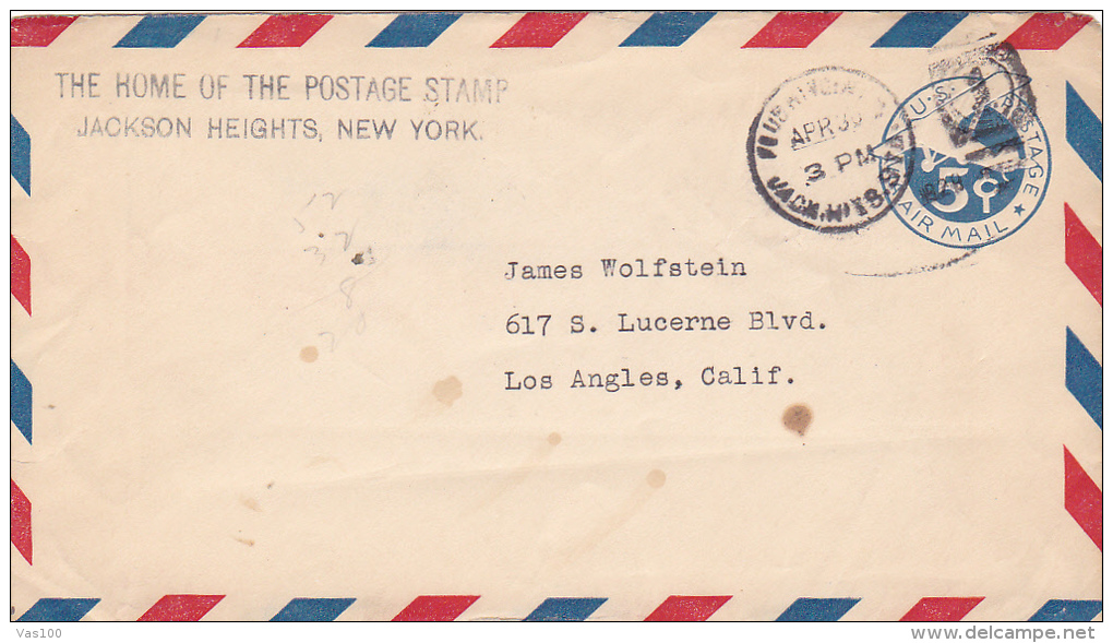 JACKSON HEIGHTS, AIRMAIL, POSTAL STATIONERY, NICE FRANKING, 1928 - 1921-40